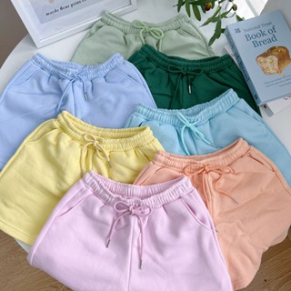 AIMEE Quần short đùi nữ màu trơn chất nỉ cotton lót bông