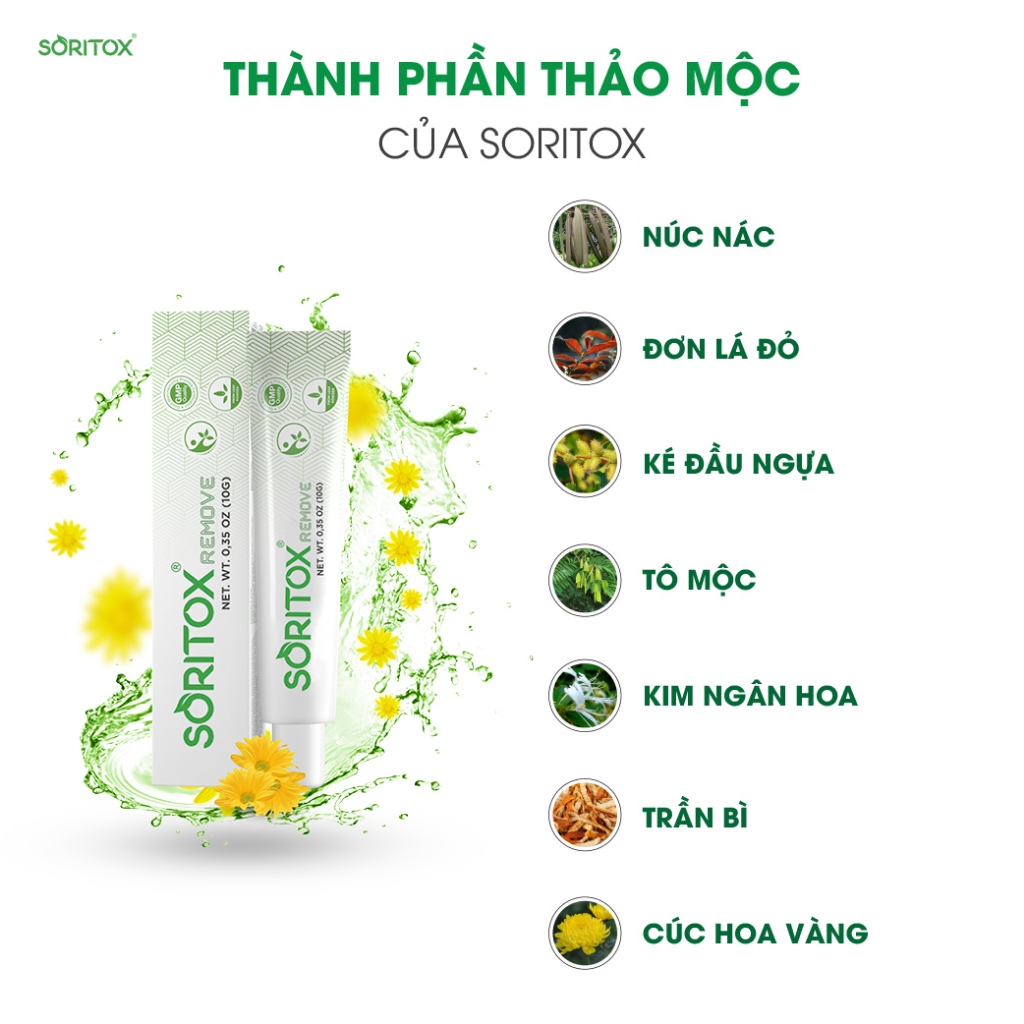 Gel xóa Mụn cơm, Mụn vùng kín, Mụn cóc, Sùi mào gà, Mụn do HPV gây ra chiết suất thảo mộc  - SORITOX REMOVE 10GR