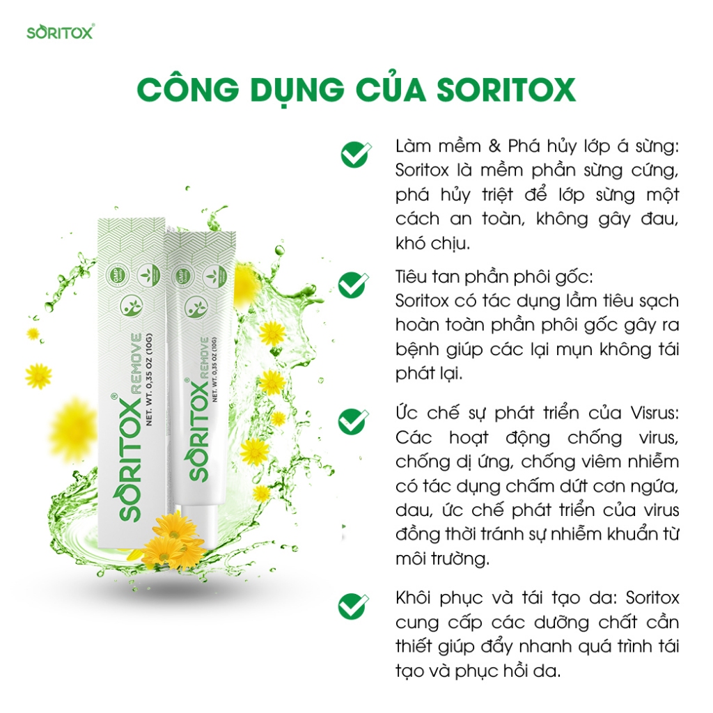 Gel xóa Mụn cơm, Mụn vùng kín, Mụn cóc, Sùi mào gà, Mụn do HPV gây ra chiết suất thảo mộc  - SORITOX REMOVE 10GR