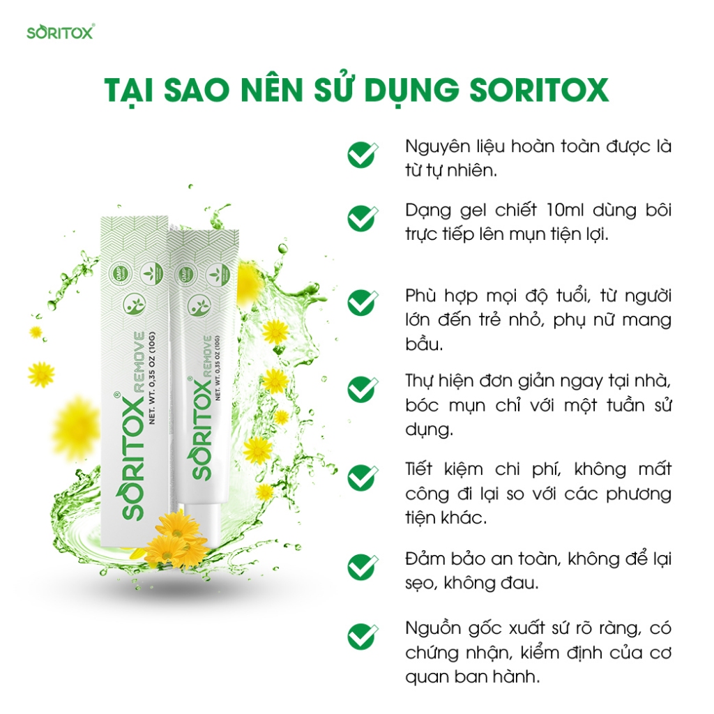 Gel xóa Mụn cơm, Mụn vùng kín, Mụn cóc, Sùi mào gà, Mụn do HPV gây ra chiết suất thảo mộc  - SORITOX REMOVE 10GR