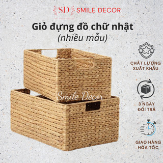Giỏ lục bình đựng đồ đa năng hình chữ nhật Smile Decor , trang trí homestay phong cách Hàn