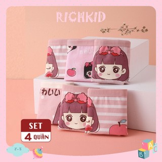 Quần chíp bé gái RichKid dáng quần chíp đùi chất cotton cho bé gái 8 - 25kg