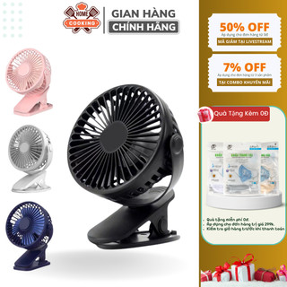 Quạt Tích Điện Mini, Quạt Kẹp Bàn Mini Sạc Tích Điện 3 Cấp Độ Gió Xoay 720 Độ Hoạt Động Êm Ái, Kẹp Ô Tô, Bàn Làm Việc