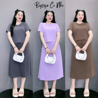  Set bộ Bigsize nữ áo thun tay ngắn cổ tròn croptop kết hợp chân váy xẻ thun dài có dây eo chun co giãn thun gân- SET813 