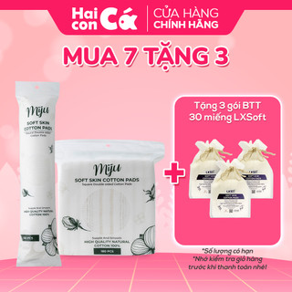  Combo 7 Bông tẩy trang Miju Hàn Quốc - Tròn 150 pcs/ Vuông 180 pcs - 100% cotton không xơ bông