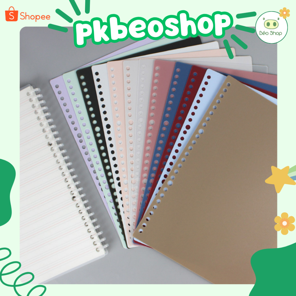 Bìa sổ còng nhiều màu A4 B5 A5 Pkbeoshop bìa nhựa đã đục 30 26 20 lỗ loại dày 0.65mm làm sổ còng bul