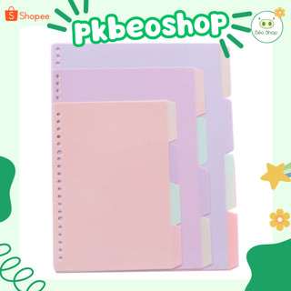 Set 4 tab phân trang A4 B5 A5 Béo shop bằng nhựa màu pastel dùng cho sổ bìa còng 30 26 20 lỗ