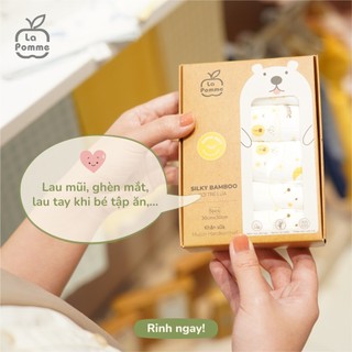 SET 05 KHĂN SỮA SỢI TRE LỤA LA POMME 30X30CM MỀM MỊN