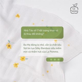 SET 05 KHĂN SỮA SỢI TRE LỤA LA POMME 30X30CM MỀM MỊN