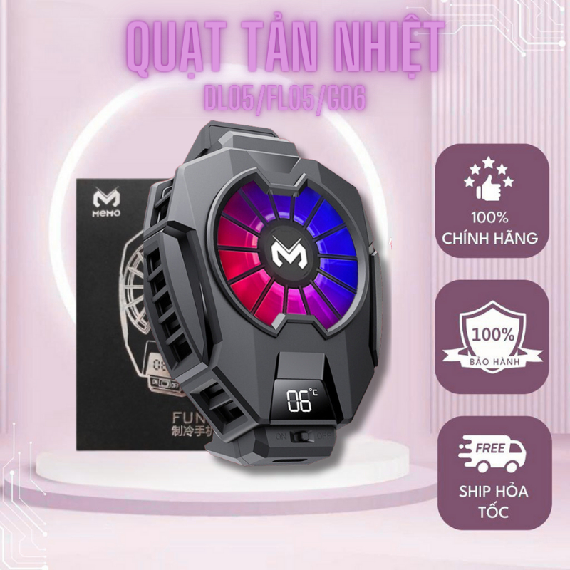 Quạt tản nhiệt điện thoại sò lạnh MEMO DL05/FL05/G6 chơi PUBG FF Siêu lạnh, hiển thị nhiệt độ