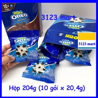(SỈ từ 3,6)(hsd 08/2026) Bánh quy kẹp kem mini OREO hộp 204g có 10 gói nhỏ