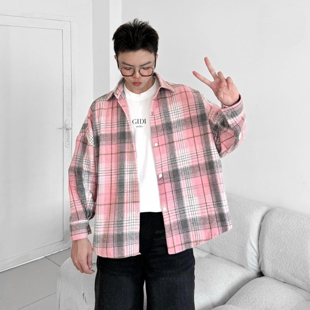 Áo khoác sơ mi  FLANNEL vải dạ sơ mi kẻ sọc caro khoác ngoài nam nữ form rộng unisex hottrend mùa hè 2024 | BigBuy360 - bigbuy360.vn