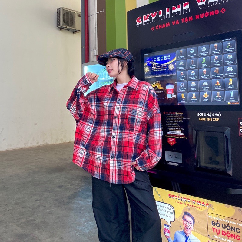 Áo khoác sơ mi  FLANNEL vải dạ sơ mi kẻ sọc caro khoác ngoài nam nữ form rộng unisex hottrend mùa hè 2024 | BigBuy360 - bigbuy360.vn