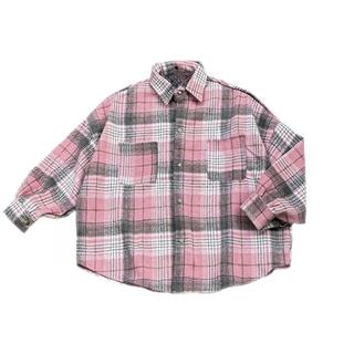 Áo Khoác Sơ mi Nam Caro Flannel sọc HỒNG tay dài phong cách trẻ trung năng động dễ phối đồ