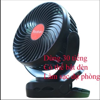 Quạt kẹp tích điện Yoobao F8 có đèn led,quạt tích điện kiêm sạc dự phòng, pin 8000mAh
