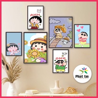 Set 6 tranh hoạt hình thiếu nhi, tranh dán tường dày 5mm, decor phòng cho bé, trang trí tường, In Phát Tín, có sẵn keo