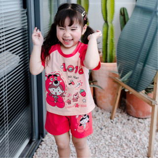 Đồ bộ cộc tay cho bé DORYKIDS Gấu dâu xinh xắn nhiều màu, chất thun cotton mát lạnh thoáng mát, size từ 10kg-30kg
