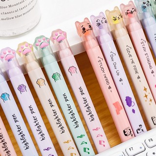 Set 6 bút dạ quang bút highlight mèo cute lila s6butnhomeo42