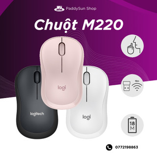 Chuột không dây logitech m220 silent 2024 - giảm ồn, usb, pin trâu, phù hợp pc/laptop - paddysun shop | chuột m220