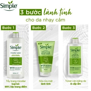Nước hoa hồng/Toner Simple 200ml dưỡng ẩm làm mềm da phù hợp với mọi loại da