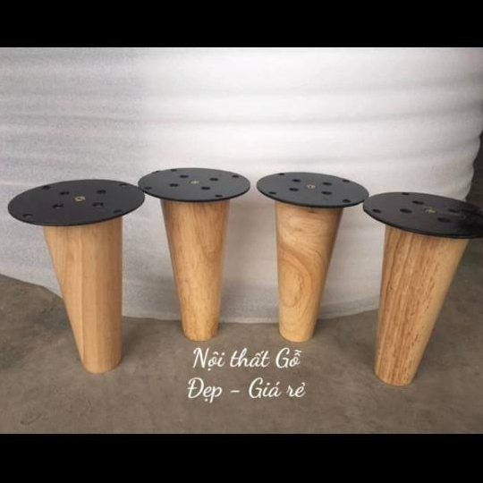 ‘Chân gỗ tiện tròn ngắn 10cm, 15cm, 20cm....30cm làm chân ghế sofa, chân kệ, tủ góc, tủ dày.... kèm đế bas+vít chắc chắn