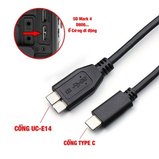 Cáp  Lấy ảnh máy ảnh 5D4, D800,... cho điện thoại Android máy tính cổng Type C, ổ cứng di động