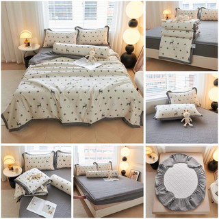 Bộ chăn ga Cotton Đũi chăn ga trần 5 món chất vải đũi mềm nhẹ mát mịn cho mùa hè