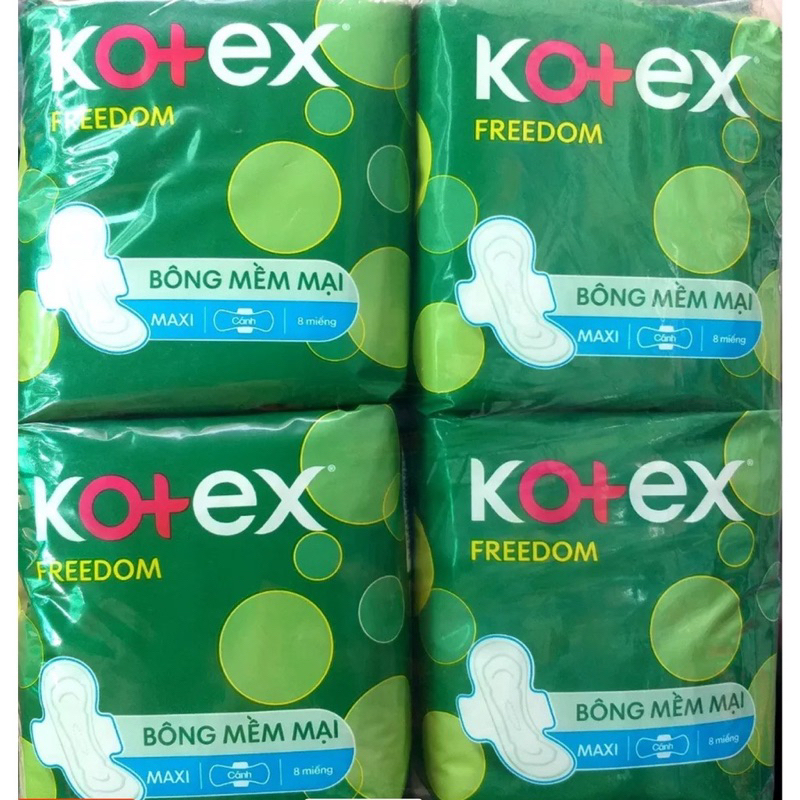 [ Combo 8 gói ] Băng vệ sinh Kotex Freedom mặt bông dày Có cánh/ không cánh 8 miếng