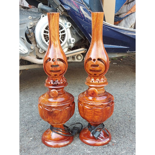 Cặp đèn dầu gỗ hương - kích thước: 20cm-25 cm-30cm-35 cm-40cm-50cm a122