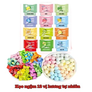 Kẹo ngậm trái cây mix 12 hương vị tự nhiên kẹo tan dần trog miệng hơi thở thơm mát, tự tin giao tiếp