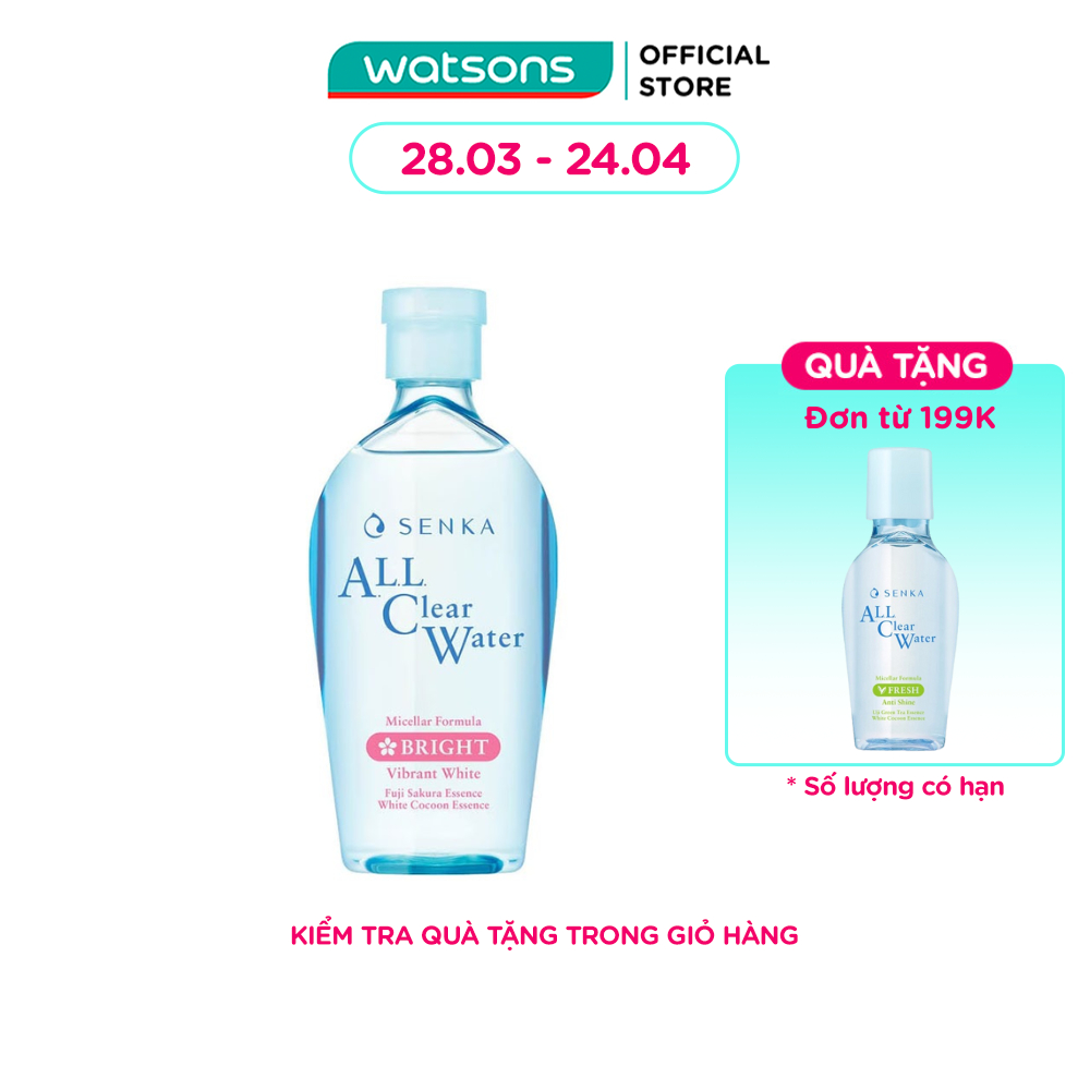 Nước Tẩy Trang Senka Micellar Dưỡng Trắng All Clear Water Micellar Formual Bright 230ml