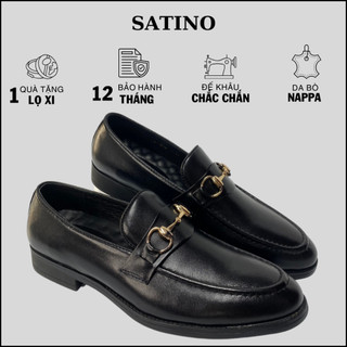 Giày Lười Nam Horsebit Loafer SATINO, Giày Công Sở Trơn Da Bò Thật Đế Cao Su 3cm Bảo Hành 12 Tháng Mã CT03