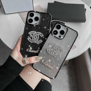 Ốp điện thoại trong suốt + miếng nhũ rời đính đá viền đen
