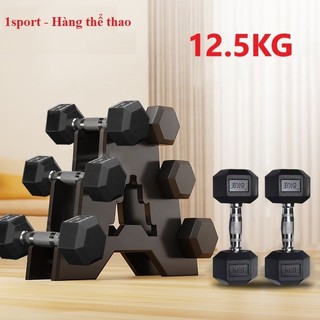Tạ tay lục giác lõi gang bọc cao su 12.5kg 10kg 7.5kg 5kg 2.5kg tập luyện cơ tay