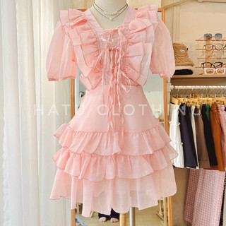 Mari Dress - Đầm voan dáng ngắn xoè kiểu bèo tầng tông hồng ngọt siêu xinh