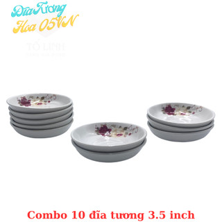 Combo 10 đĩa tương sứ hoa hảo cảnh việt nam,set 10 đĩa tương sứ hoa việt nam hảo cảnh