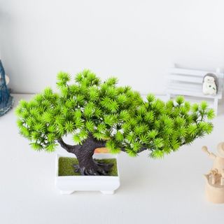Cây giả bonsai - CÂY THÔNG 3 TÁN 18cm x 25cm Chậu cây Hoa rực rỡ Phú Quý Cát Tường, trang trí, đề bàn