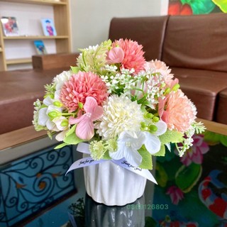 (Cắm sẵn) Chậu Hoa giả cẩm tú cầu 20*20cm để bàn làm việc - trang trí nhà cửa