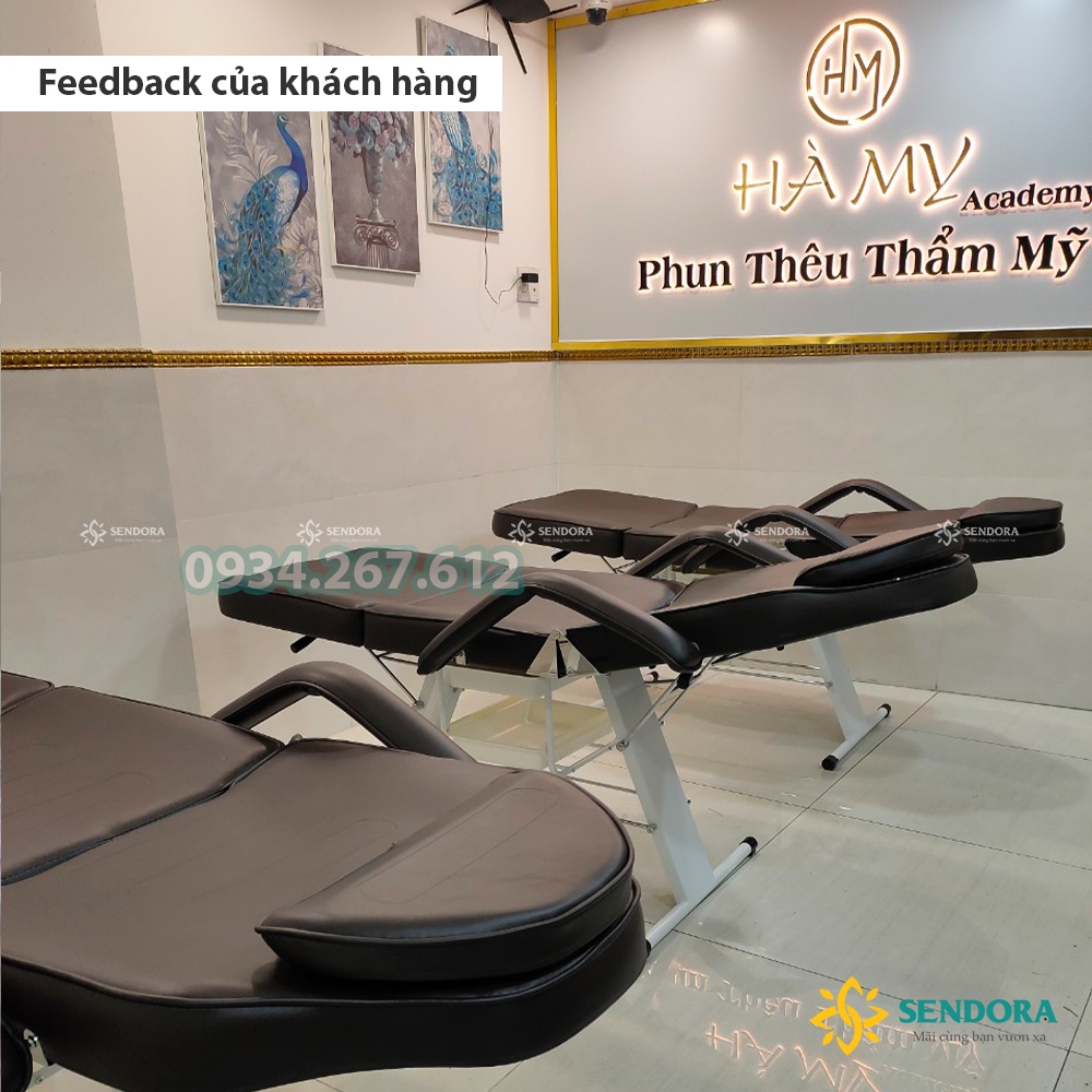 Giường phun xăm, spa, nối mi, Ghế tiêm Filler cao cấp – Màu đen HMBB-8850