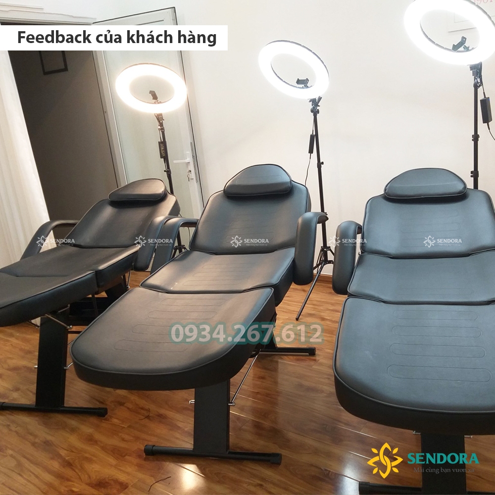 Giường phun xăm, spa, nối mi, Ghế tiêm Filler cao cấp – Màu đen HMBB-8850