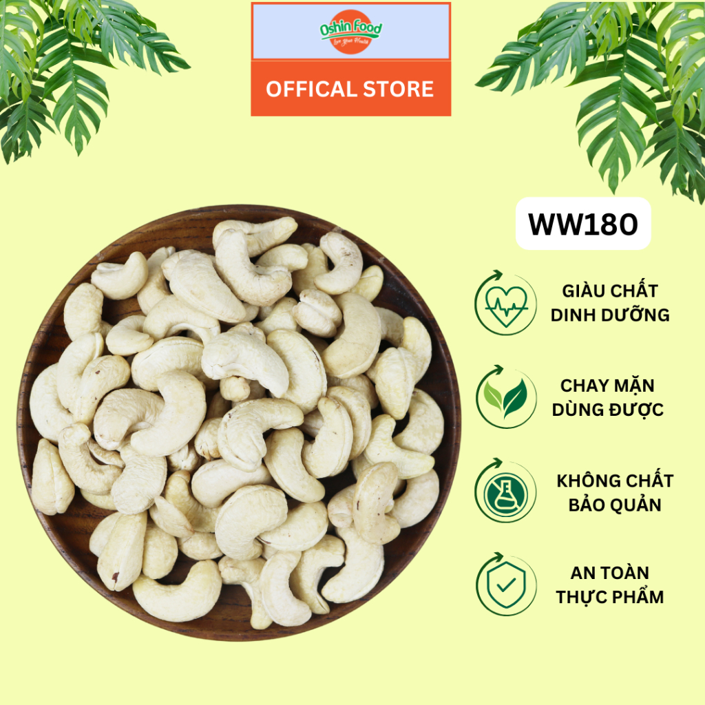 500G Hạt điều tươi nhân trắng NGUYÊN HẠT nấu sữa, làm bánh, làm bơ pate, sữa chua- Raw Cashew Kernel