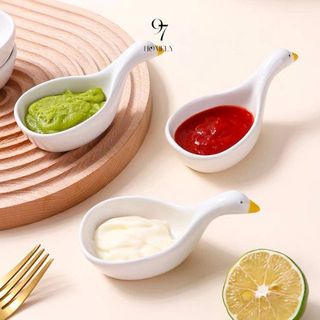 Bát chấm sứ thiên nga trắng, đựng sốt tương nước chấm ngon sanh mịn_97homely