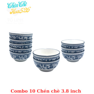 Combo 10 chén chè gốm sứ hoạ tiết hoa, 5 bát chè hoa gốm sứ