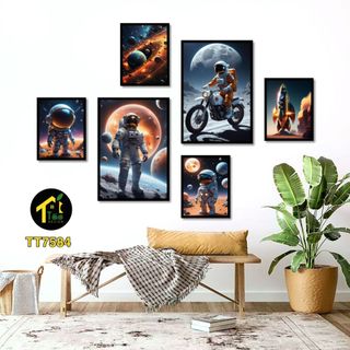 Set 6 tranh dán tường mẫu mới, tranh decor tường phòng khách, tranh treo tường trang trí phòng ngủ có sẵn keo, Táo Decor