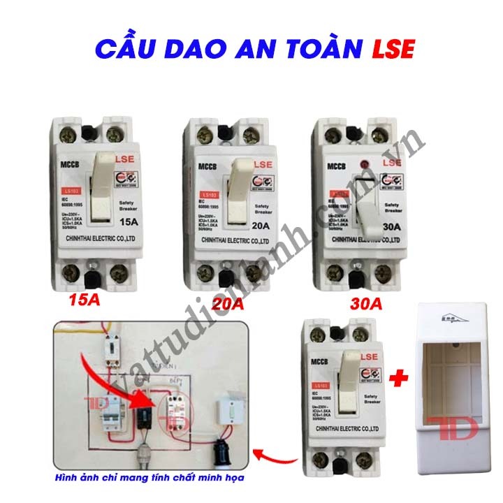 Cầu dao an toàn LSE 15A 20A 30A kèm vỏ, không vỏ, CB aptomat MCCB, Át atomat, át LS103