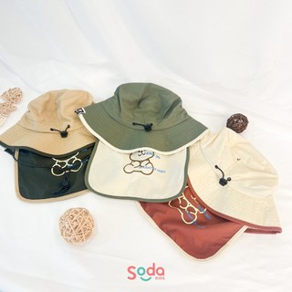 Mũ vành che gáy cho bé họa tiết hình gấu size 1 - 4 tuổi