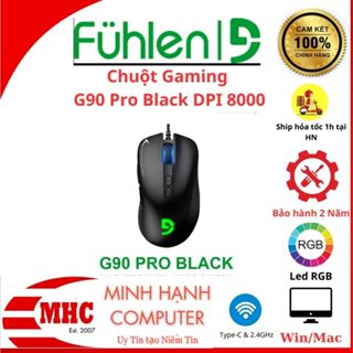 Chuột Gaming Fuhlen G90 Pro X Black -DPI 8000 - Có App Chỉnh Marco -Led RGB -Hàng Chính Hãng Ninza -Bảo Hành 24 Tháng