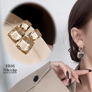 Bông tai đá pha lê trong suốt như giọt nước