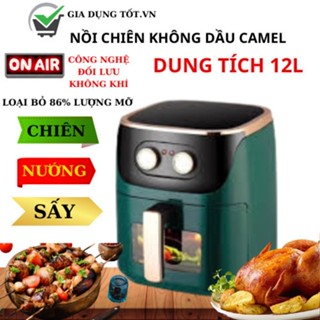 Nồi chiên không dầu Camel 12L khoang kính viền vàng,BẢO HÀNH 12 THÁNG.