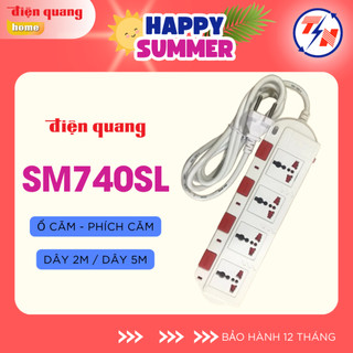 Ổ cắm Điện Quang ĐQ ESK SM740SL (4 lỗ 3 chấu, 4 công tắc) - Hàng chính hãng